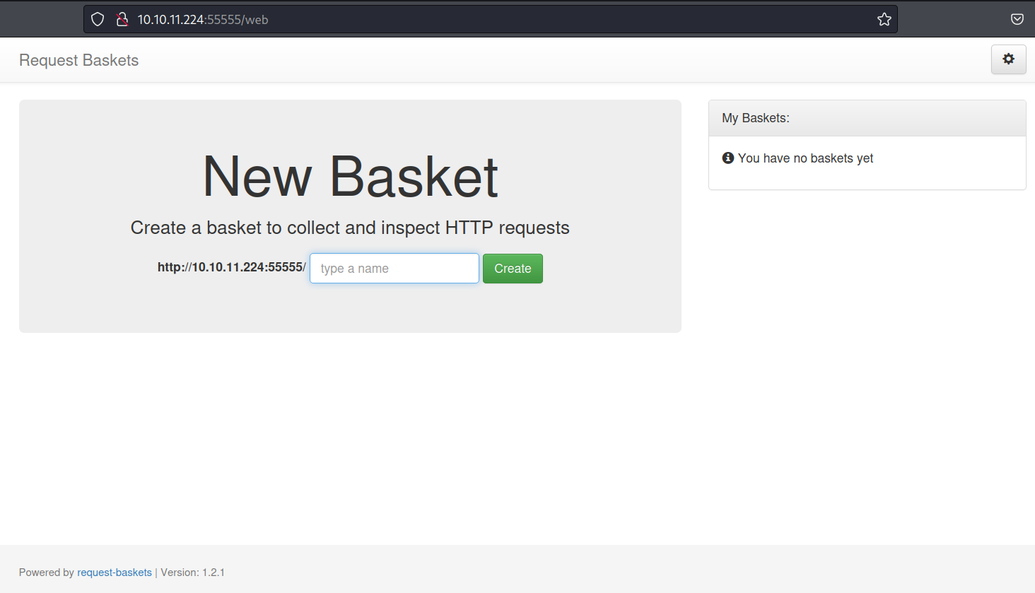 Request Baskets page